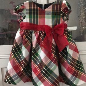 Red stripe dress with a bow
